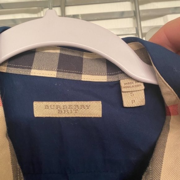 SOLD Dark Blue Burberry Button Up - Picture 2 of 5